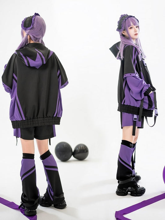 Set: and Jacket Techwear Landmine Purple Black Baggy