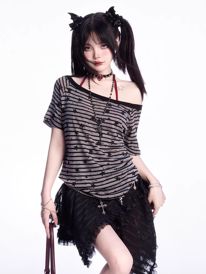 Black Handkerchief Hem Tiered Lace Skirt