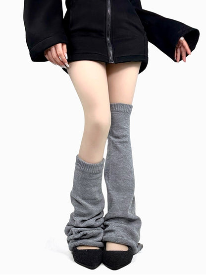 Jambières évasées en tricot noir/blanc/gris Y2K