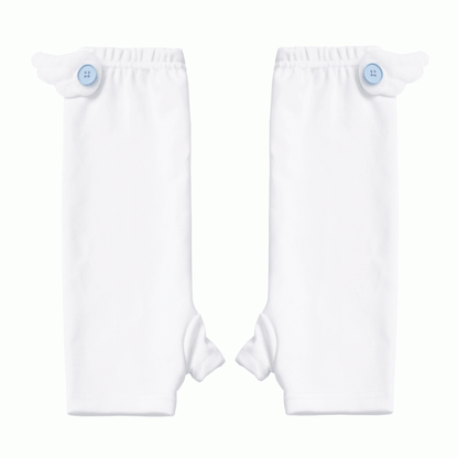 ホワイトボタンエンジェルアームウェアアクセントウィングブルー/ピンク