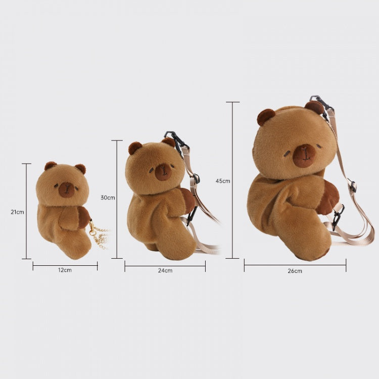 Cute Capybara Brown Plush Backpack/Crossbody