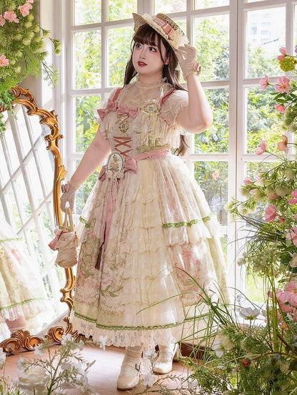 and the Valley Classic Lolita Available Floral Lily Print of Plus Skirt Jumper Sizes