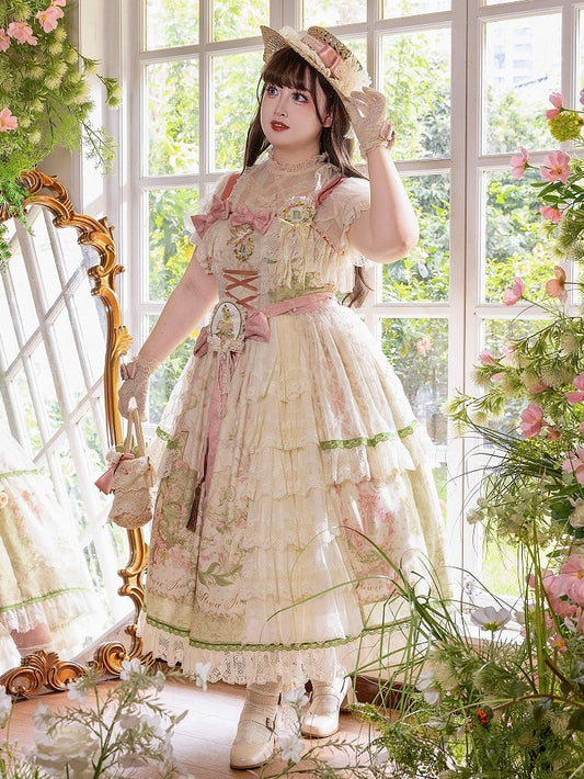 and the Valley Classic Lolita Available Floral Lily Print of Plus Skirt Jumper Sizes