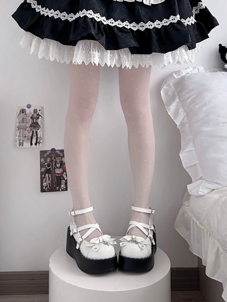 Cute Wings  Cross Punk White Platforms