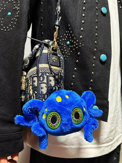 Sapphire Blue Octopus  Gothic Plush Key Chain Charm