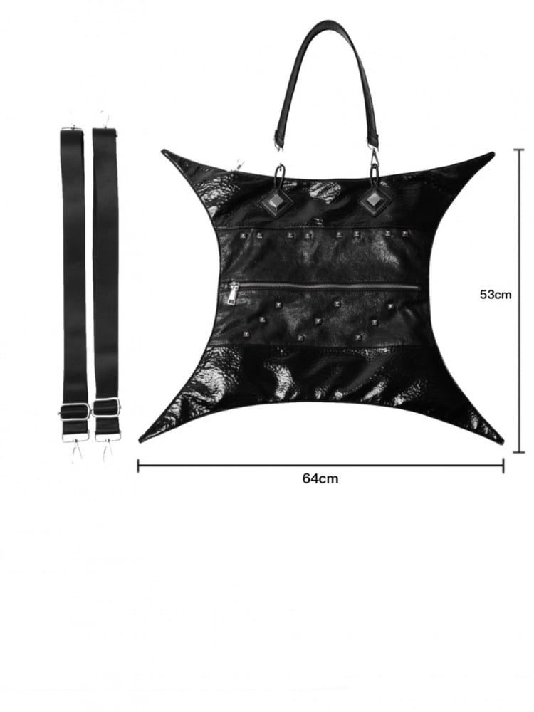 Gothic Punk Studs Black Four-pointed Star Bag