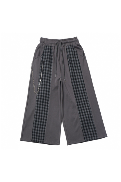 Mode Top Check Pants Skirt Casual Wide +