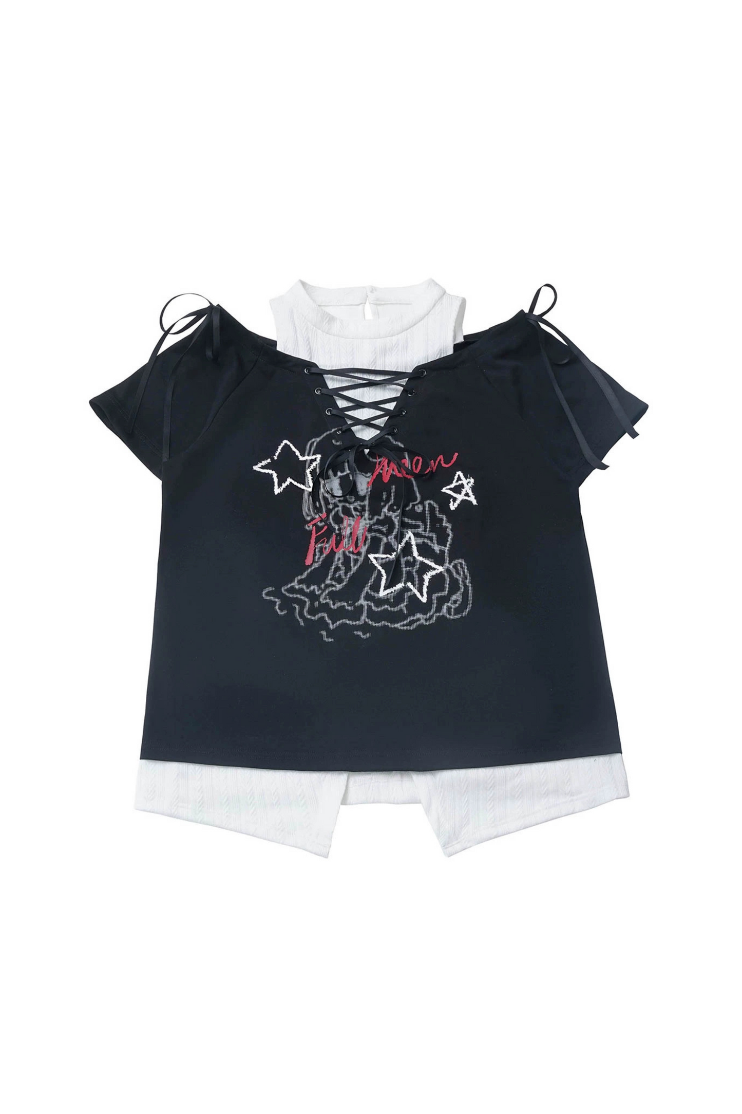 Lace-Up Flared Pants Illustrated Top Subculture + Girl