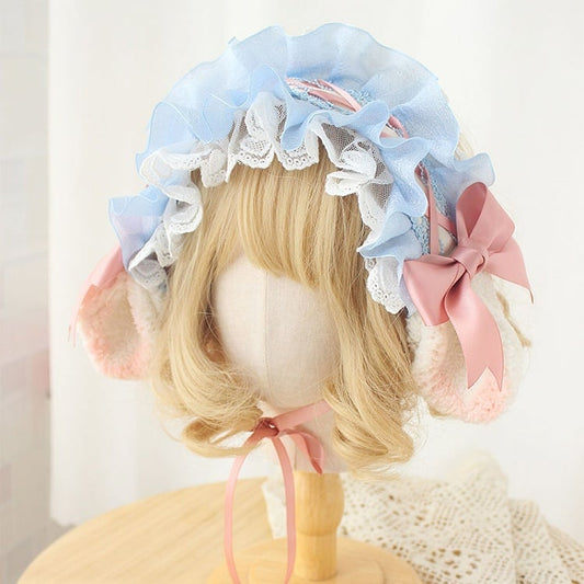 Options Bow with 8 Lace and Ears Color Lolita – Ruffled Hairband Sheep Accents
