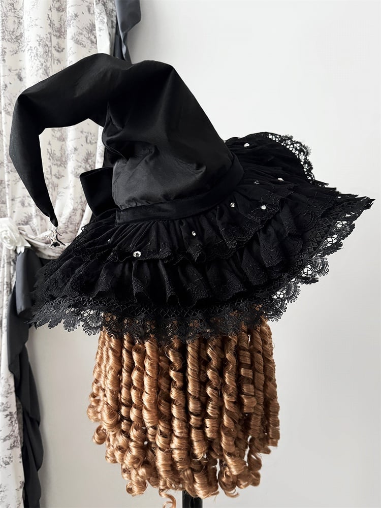 Chapeau de sorcière gothique noir Lolita