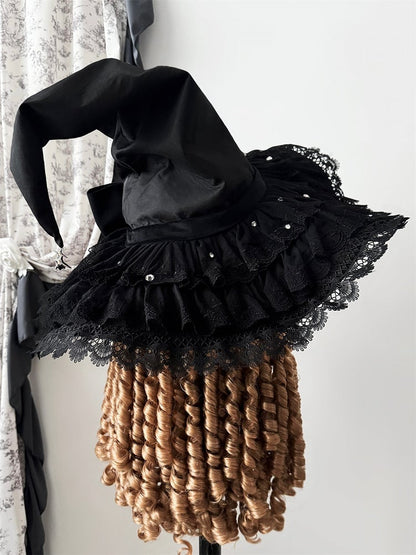 Chapeau de sorcière gothique noir Lolita