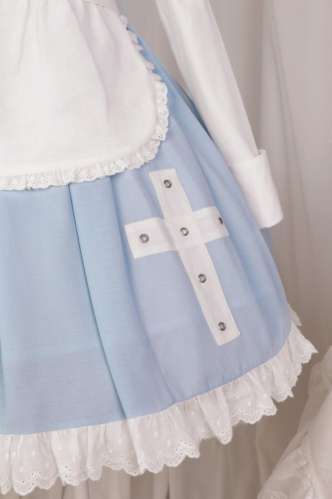 Blue and White Cross Applique Detachbale Sleeves