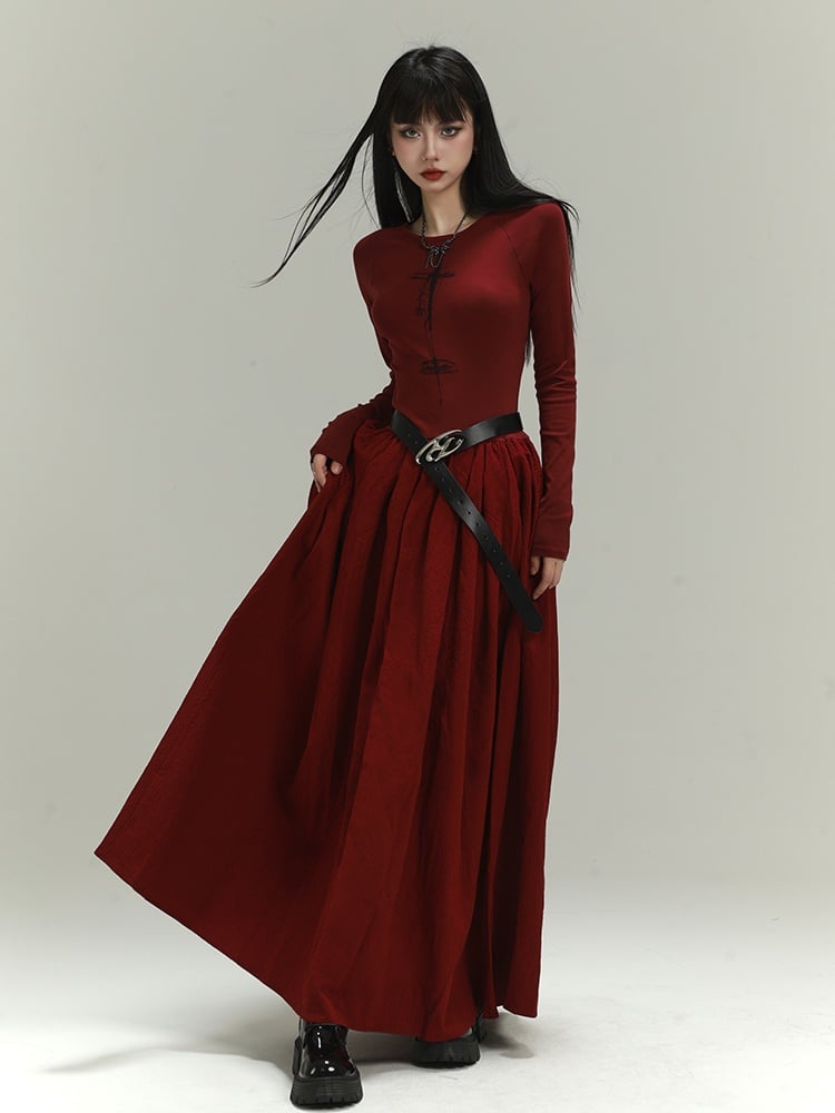 Robe moulante dos nu/dos couvert style gothique rouge vin