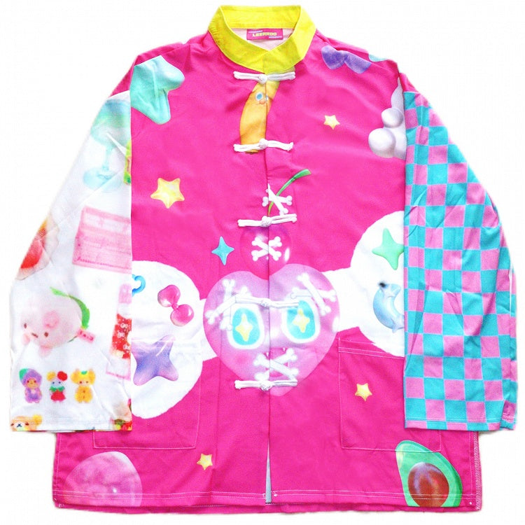 Print Star And 6 Checked Shirt Pattern Bone Heart Colorful Y2K