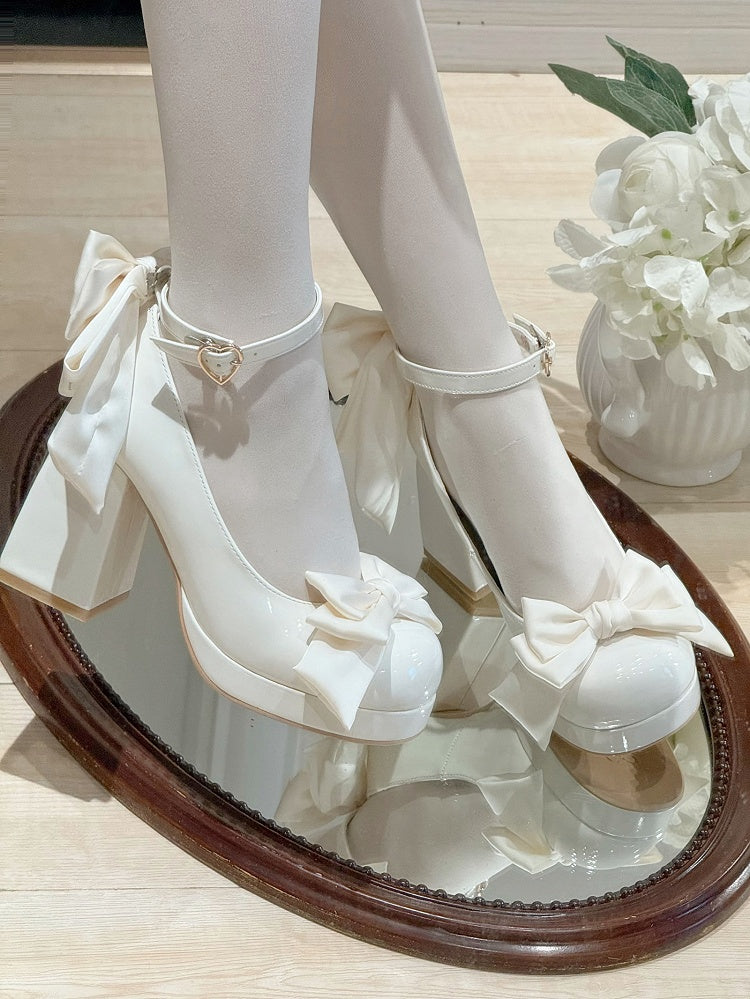 Sweet Toe Mary Bowknot White Janes Plateaudetails Lolita Runde Schuhe