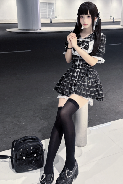 puff sleeve pants Ribbon top inner +