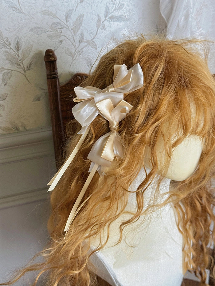 / BlackGold Bowknot Silver Hairclip Champagne