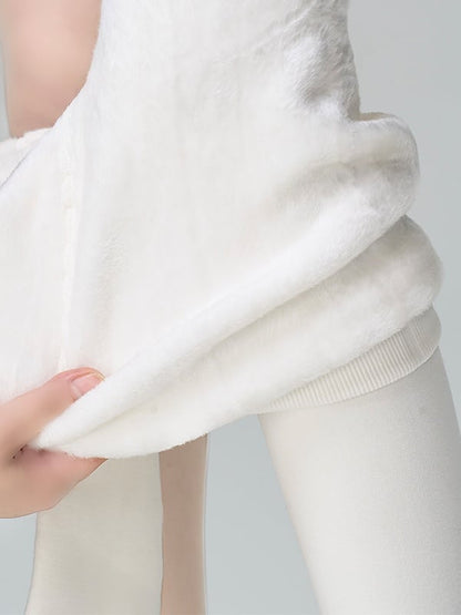 White Tights White Heart Buckle Shaggy Cuffs Set