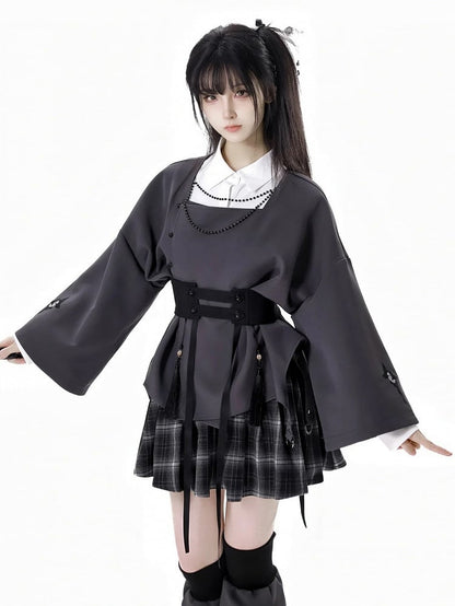 Style Black Tassel Ribbon Corset Belt Cheongsam