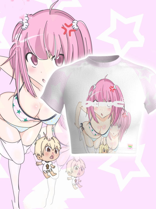 White Round Neck Cartoon Print Glamorous T-Shirt Cropped