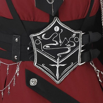 ウエストベルト 刺繍クロス ブラック