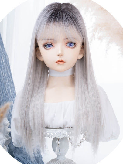 Straight Ombre Wig Length With Air 66CM Black-White Bangs