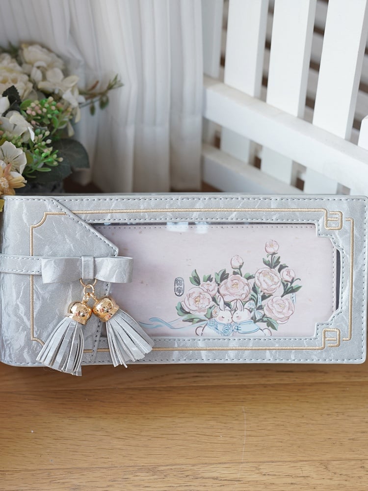 Floral Bag Silver Pattern Accent Style Bow PU Ita With Fringe Cheongsam