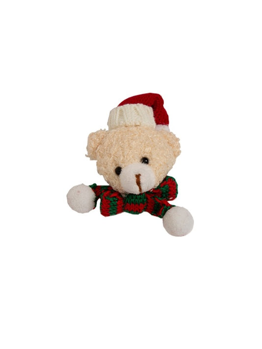 Broche ours en peluche chapeau de Noël