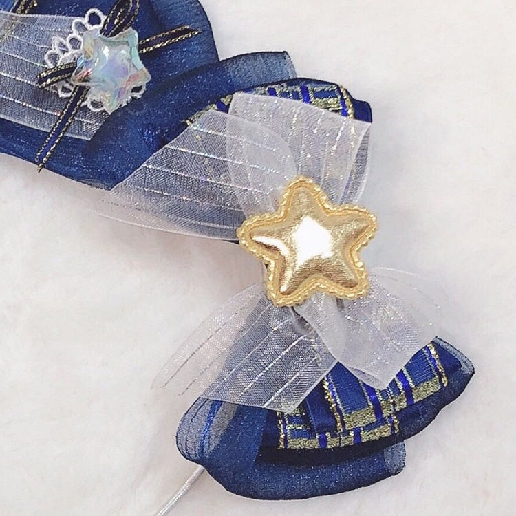 Verzierte blaue Idol Dark//Light Lolita Haarspange Stern Bowknot