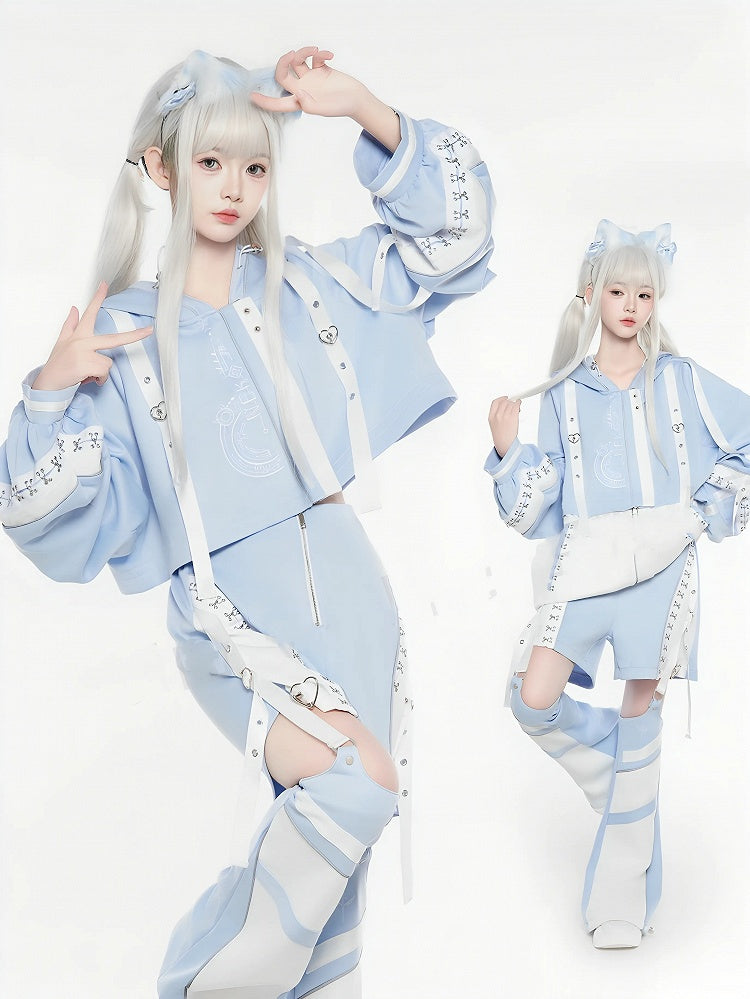 Light Jacket Warmers Kaiwai Blue Shorts - Detachable J-Style + Set Tenshi Futuristic Leg Coord