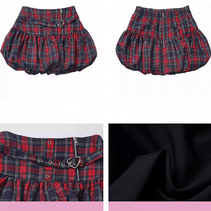 Red Plaid Bubble Skirt