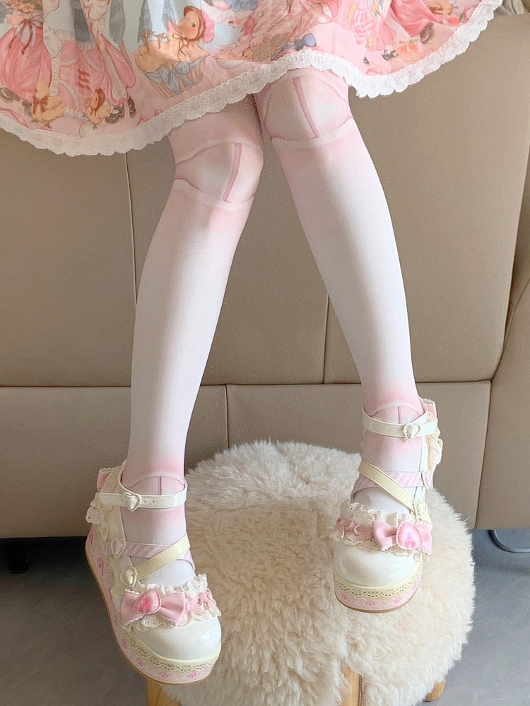 Shoes Lolita Sweet Strawberry Chocolate White Jane Mary Platforms Cake