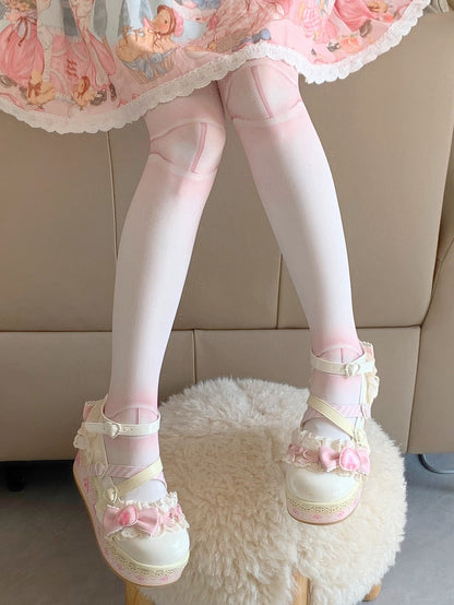 Shoes Lolita Sweet Strawberry Chocolate White Jane Mary Platforms Cake