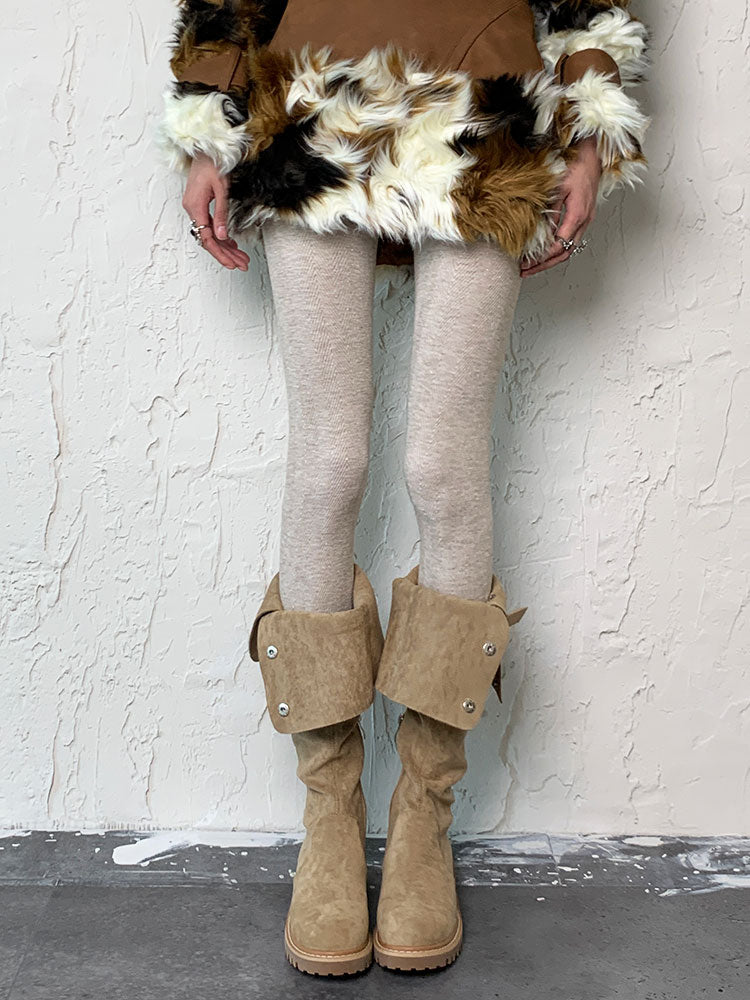 Beige Y2K Winter Tights