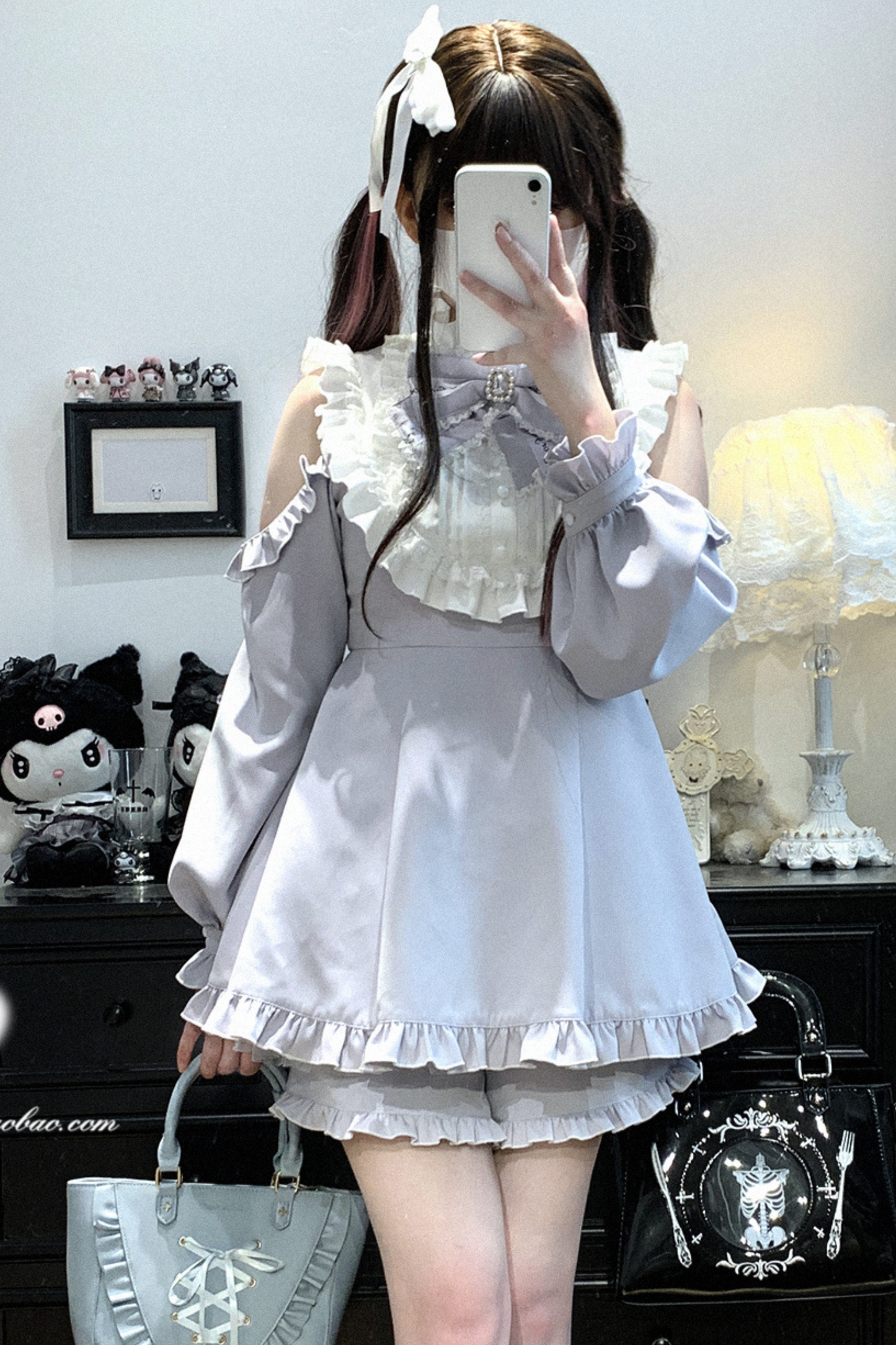 Ruffle Princess + Off-Shoulder Top Ribbon Shorts