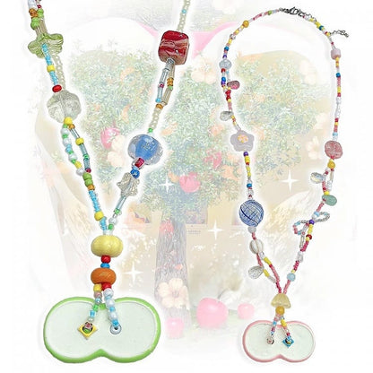 Apple Pink Y2K Beaded Necklace /Green