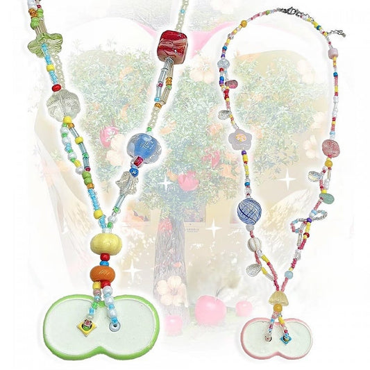 Apple Pink Y2K Beaded Necklace /Green