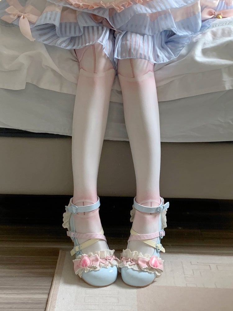 Strawberry Sea Sweet Salt Mary Jane Shoes Blue Lolita Cake