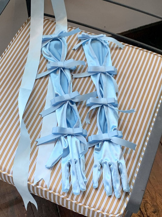 Blue Bowknot Gloves Vintage