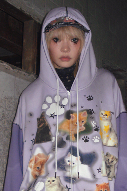 Colorful Sweatshirt Spray Cat Art