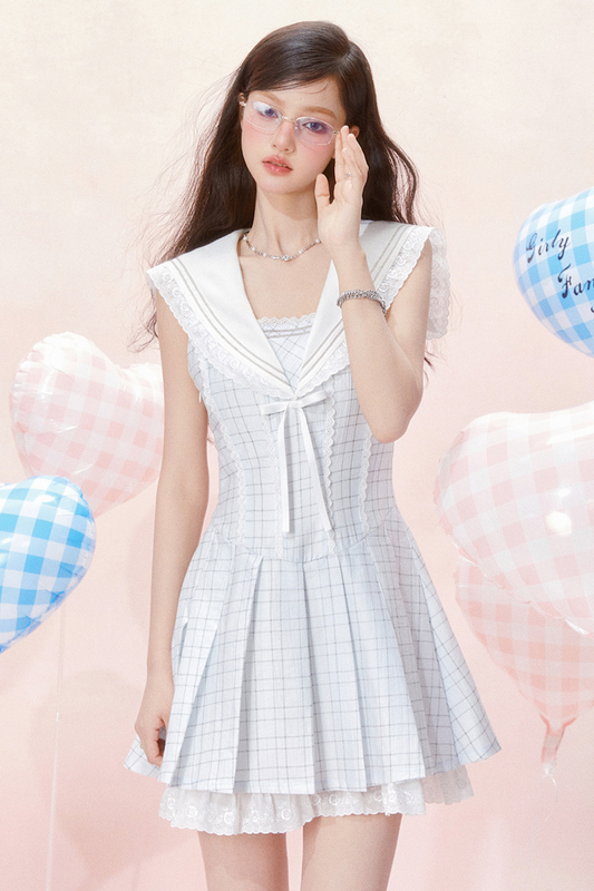 Nautical Dress Sleeveless Chic Check