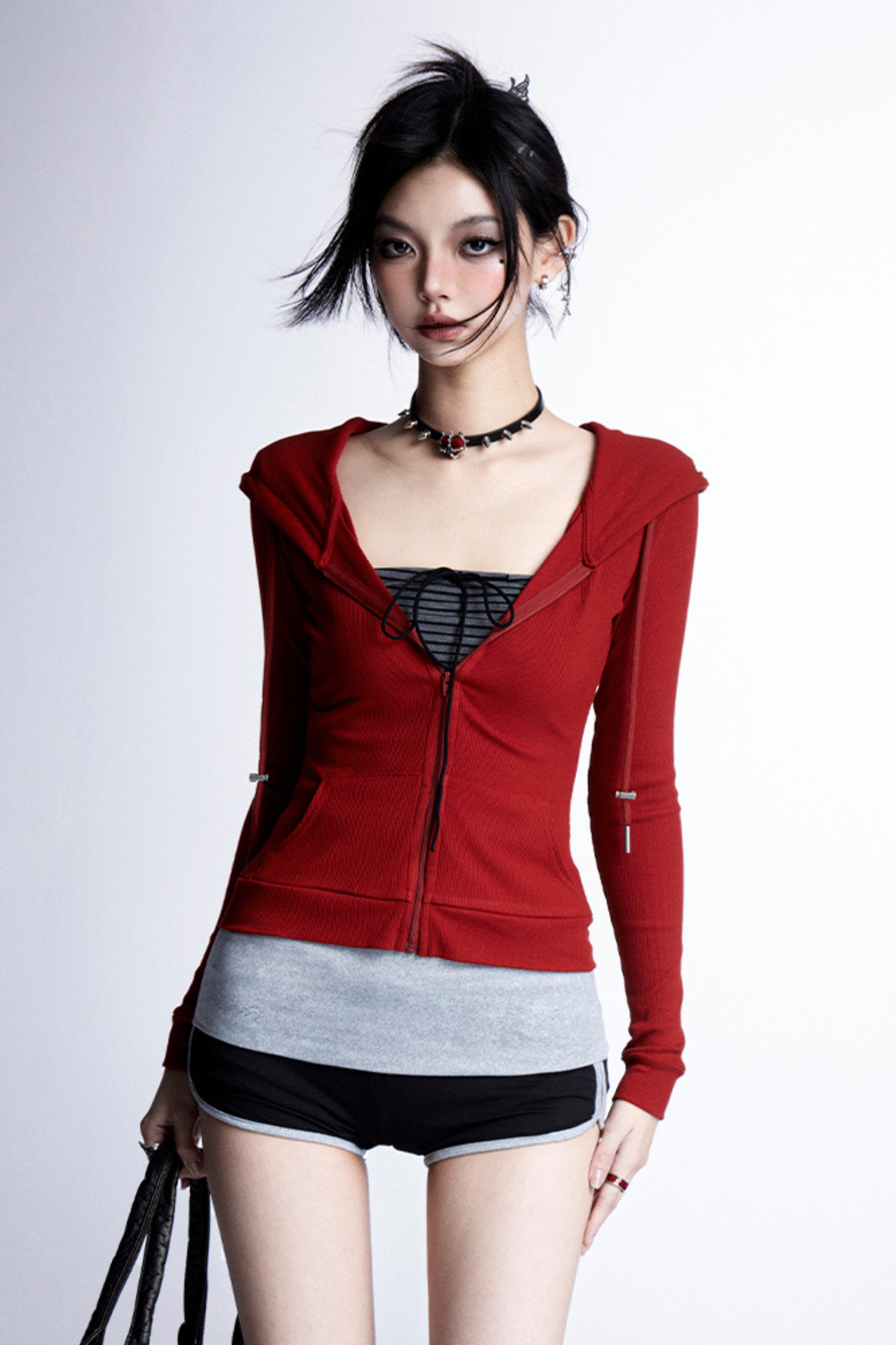 Slim Zip-up Top Hoodie