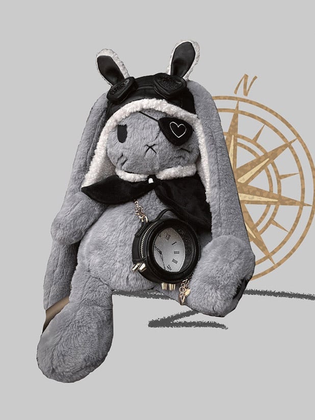 Steampunk Pirate Roger Gray Plush Bunny