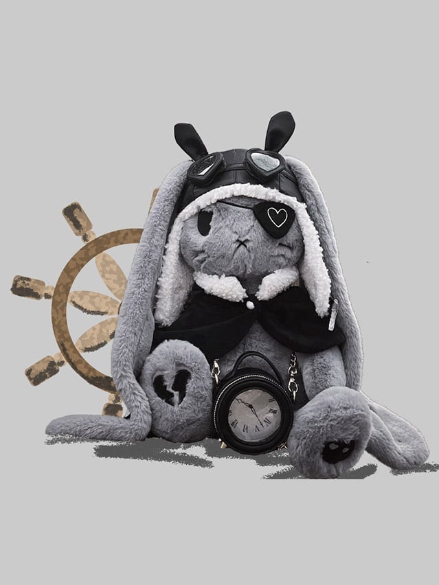 Steampunk Pirate Roger Gray Plush Bunny