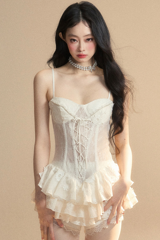 One-Shoulder French Cami Lace Dress Soul