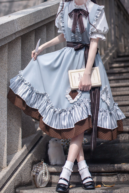 Schleifenhemd Retro-Haargummi Reservierungen + Brosche Alice-Stil Clip Rock Hosenträger