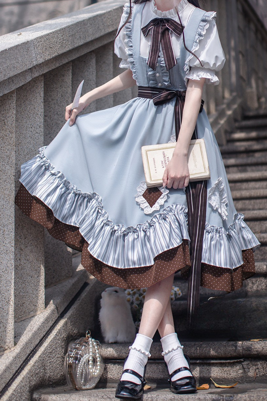 Schleifenhemd Retro-Haargummi Reservierungen + Brosche Alice-Stil Clip Rock Hosenträger