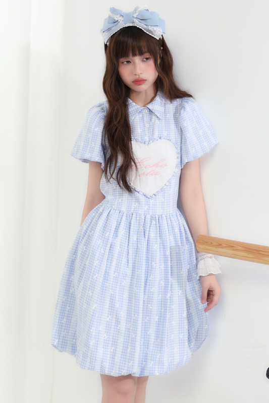 Prinzessin Blumenärmel Bubble Kleid Liebe