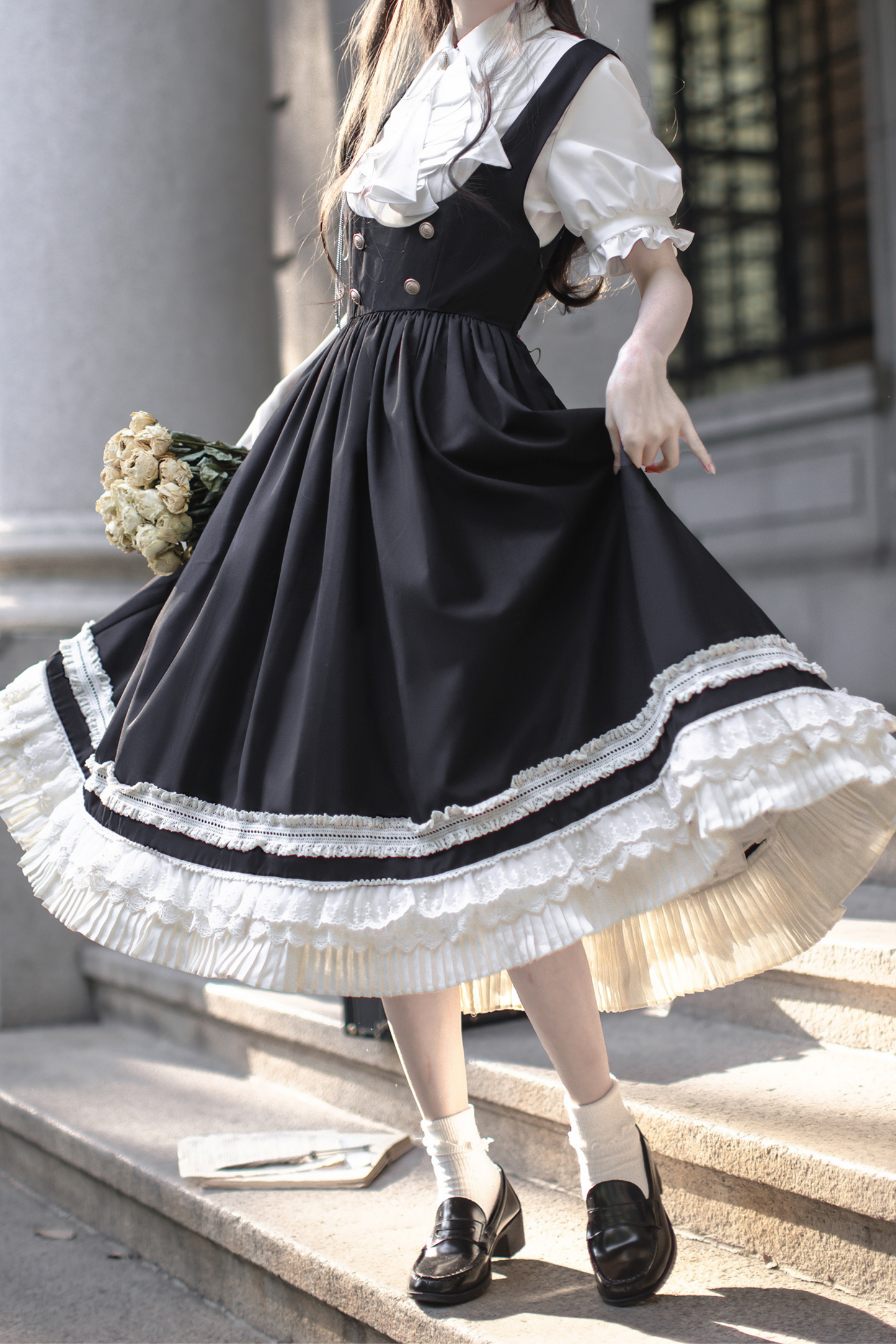 Vest British Item Light Reserved Retro College Skirt Shirt Ribbon + Low Style Brooch Tie