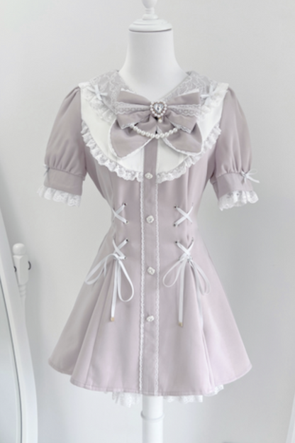 puff sleeve pants Ribbon top inner +